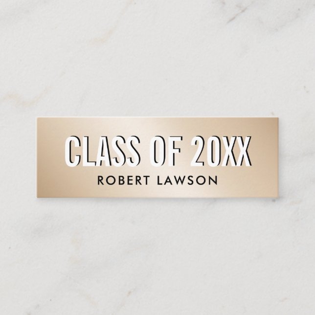 Gold Metallic Luxe Class Graduation Name Card (Front)