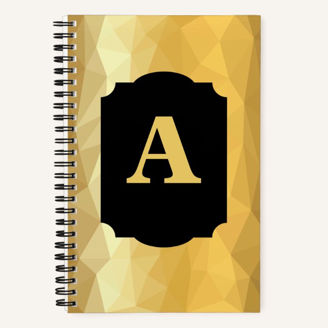 Gold metallic luxury black personal monogram  notebook (Front)
