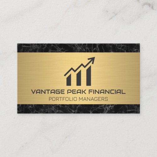 Gold Metallic  Marble  Financial Chart  Business Card
