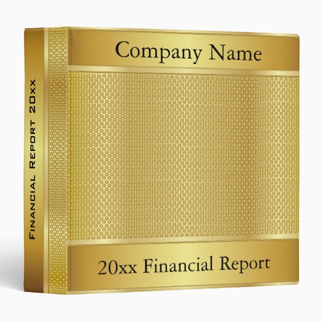 Gold Metallic Metal Mesh Company Style Binder (Front/Spine)