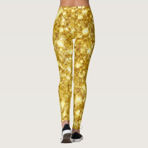 Champagne Gold Glitter Pattern Print Women Leggings