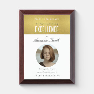 Gold Metallic Minimal Photo Award of Excellence  Plaque