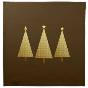 Gold Metallic Modern Christmas Tree Cloth Napkin