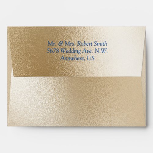 Gold Metallic Modern Elegant Blue Chic Wedding Envelope