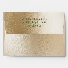 Gold Metallic Modern Elegant Green Stylish Wedding Envelope