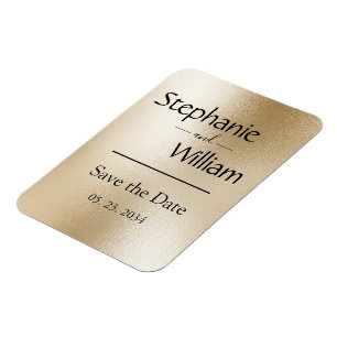 Gold Metallic Modern Elegant Stylish Save the Date Magnet