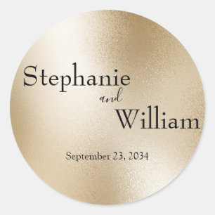 Gold Metallic Modern Elegant Wedding Classic Round Classic Round Sticker