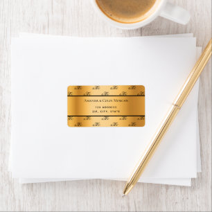 Gold metallic monogram couple initials wedding label