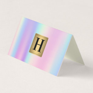 Gold Metallic Monogram Rainbow Metallic Blend Business Card