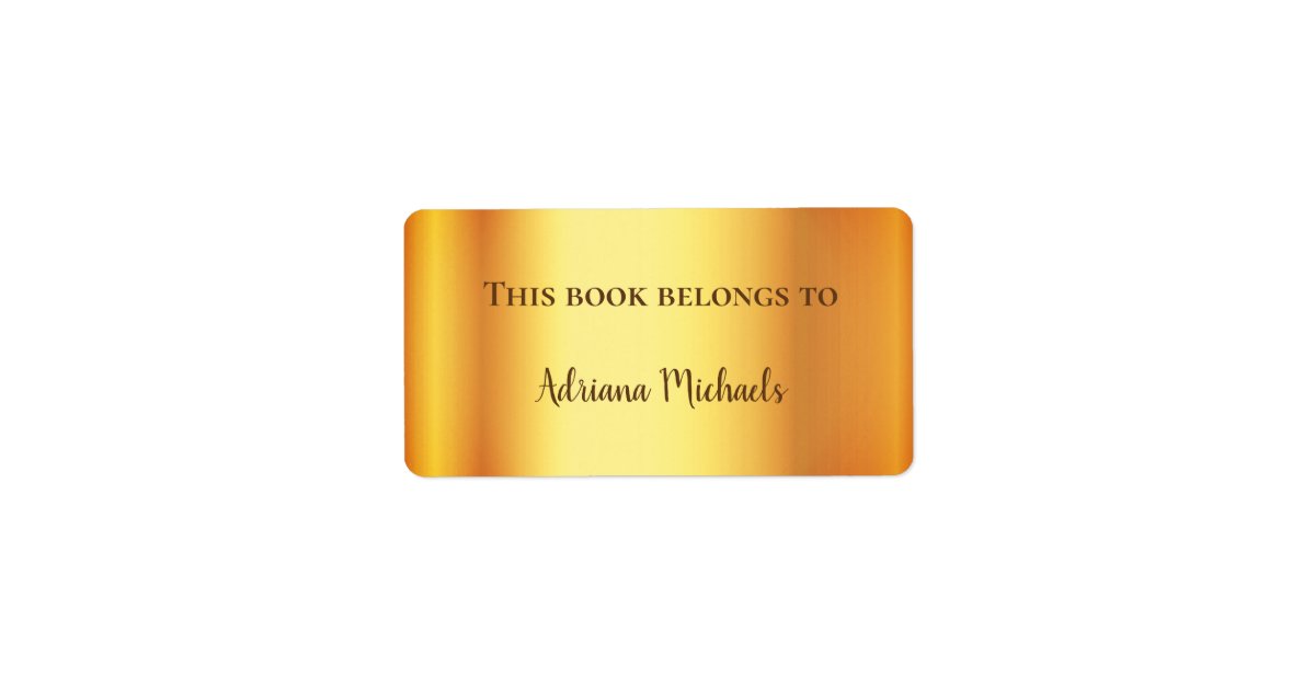 Gold metallic name elegant bookplate Zazzle