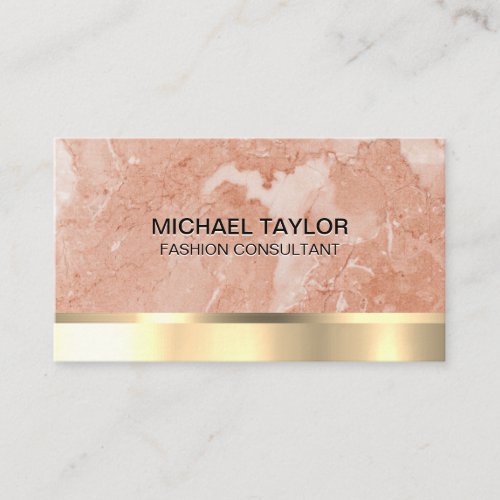 Gold Metallic  Orange Marble Business Card