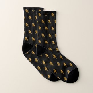 Gold Metallic Ox Bull Monogrammed Initials Black