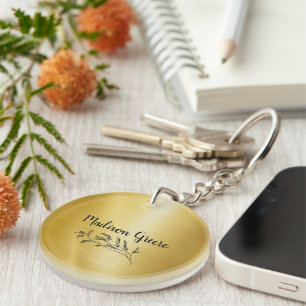 Gold Metallic Personalized Keychain