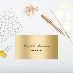 Gold metallic photo qr code elegant business card