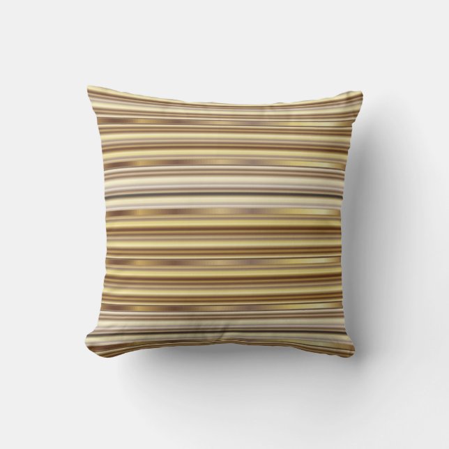 Gold Metallic Pinstripes Throw Pillow (Front)