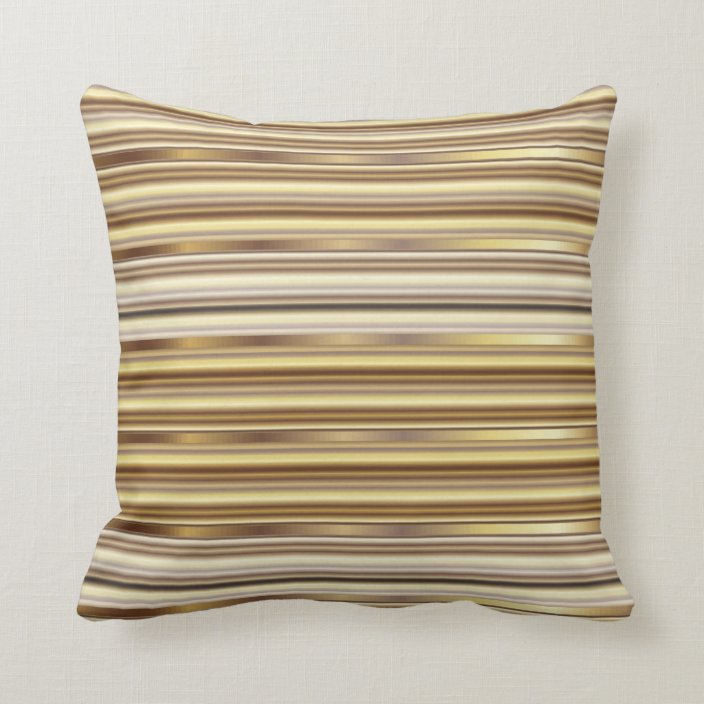 Gold Metallic Pinstripes Throw Pillow