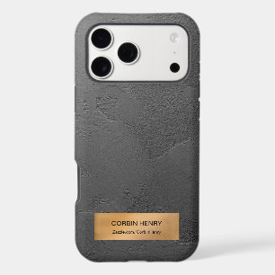 Gold Metallic Plaque Black Texture Personalized iPhone 17 Pro Max Case