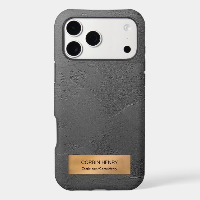 Gold Metallic Plaque Black Texture Personalized Case-Mate iPhone Case (Back)
