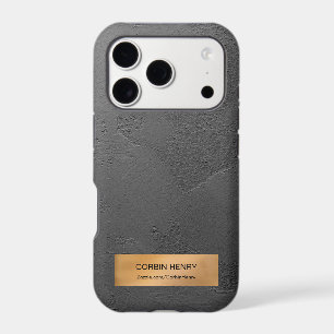 Gold Metallic Plaque Black Texture Personalized iPhone 17 Pro Case