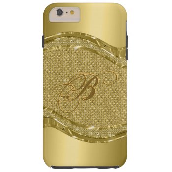 Gold Metallic Print With Diamonds Pattern Tough iPhone 6 Plus Case