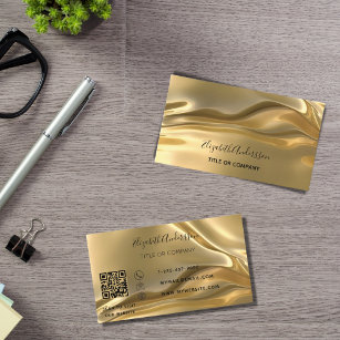 Gold metallic qr code business card