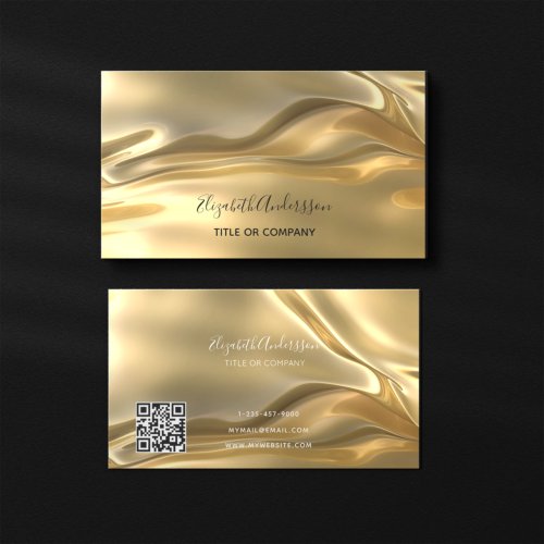 Gold metallic qr code business card