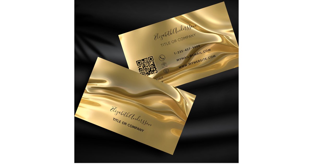Gold metallic qr code business card | Zazzle