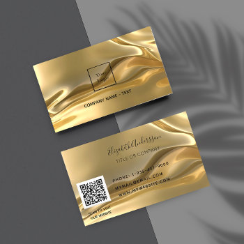 Gold Metallic Qr Code Logo Business Card by ThunesBiz at Zazzle