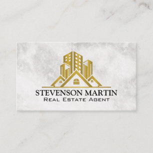 Gold Metallic Real Estate   Marble Business Card