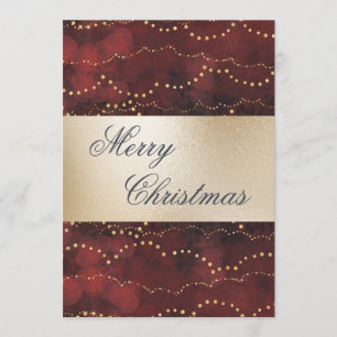 Gold Metallic Red Elegant Merry Christmas Holiday Card