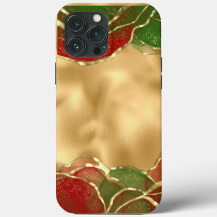 Gold Metallic Red Green Alcohol Ink Holiday iPhone 13 Pro Max Case