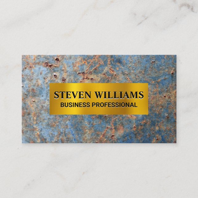 Gold Metallic | Rusted Metal Business Card (Front)