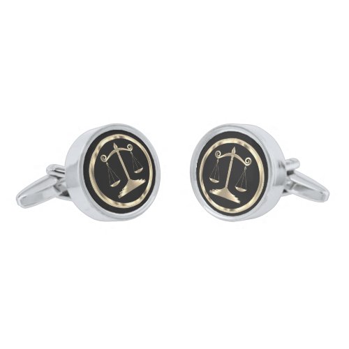 Gold Metallic Scales of Justice   Lawyer Cufflinks