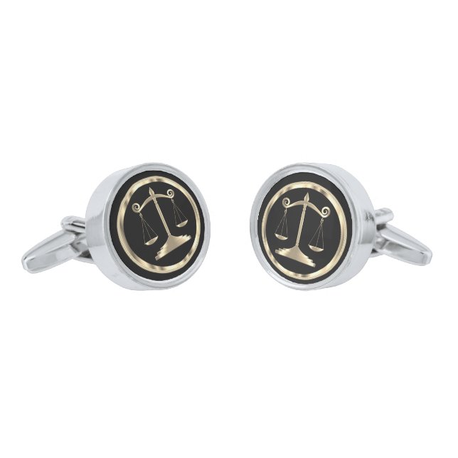Gold Metallic Scales of Justice  | Lawyer Cufflinks (Angled)