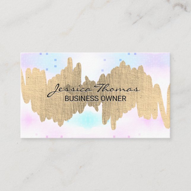 Gold Metallic Scribble | Mosaic Pattern Business Card (Front)