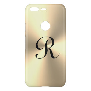 Gold metallic script monogram Google Pixel Case
