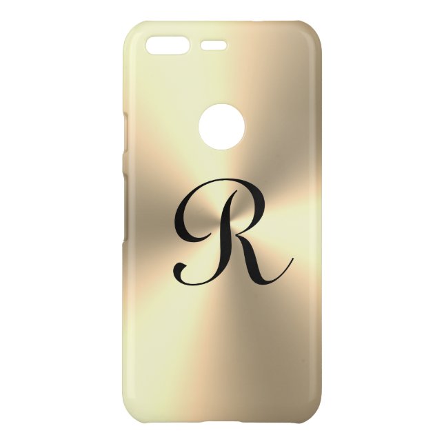 Gold metallic script monogram Google Pixel Case (Back)