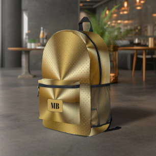 Gold Metallic Sequin Design Luxury Printed Backpack