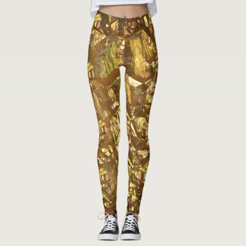 Gold Metallic Shimmer Print Leggings