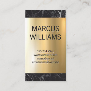 Gold Metallic Shine Black Marble Business Card