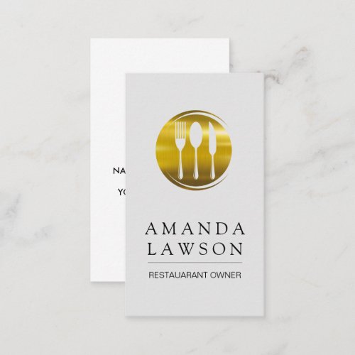 Gold Metallic Silverware Logo Appointment Card