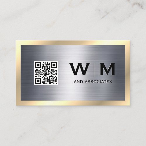 Gold Metallic  Sleek  Monogram  Business Card