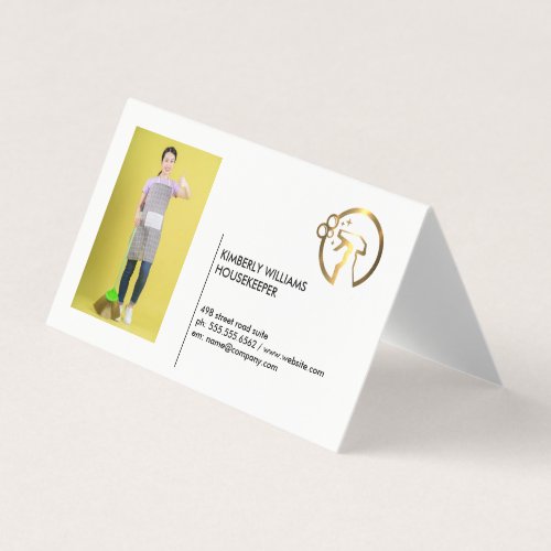 Gold Metallic Spray Bottle  Maid  Add Custom Pic Business Card