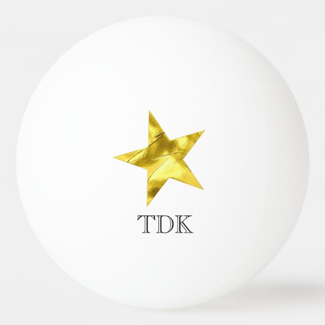 Gold metallic star stylish personalized custom ping pong ball (Front)