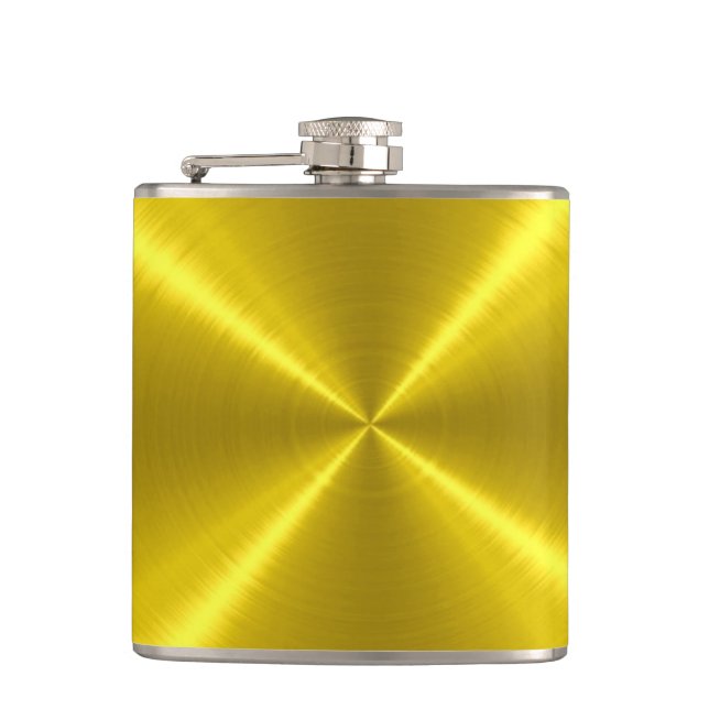 Gold Metallic Steel Metal Hip Flask (Front)