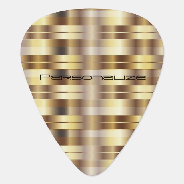 Gold Metallic Stripes | Personalize Guitar Pick (Front)