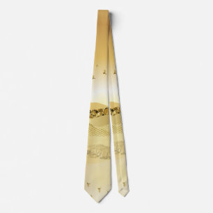 Gold Metallic Sunset Mountain Reflection In Water Neck Tie