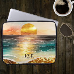 Gold Metallic Sunset Over the Ocean with Monogram  Laptop Sleeve<br><div class="desc">This captivating laptop sleeve features a breathtaking beach sunset graphic! This unique accessory allows you to carry a piece of paradise with you wherever you go,  adding a touch of serenity and beauty to your everyday routine. Personalize it with your desired name.</div>