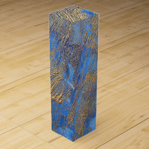 Gold Metallic Texture On Blue Wine Box