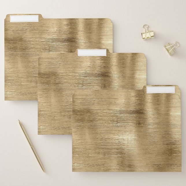 Gold metallic texture rustic shimmer stylish file folder (Set)